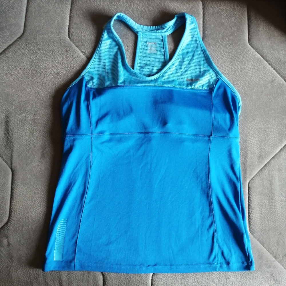 Reebok Athletic Two-Tone Blue Raceback Tank Top